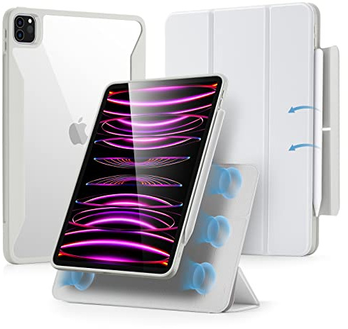 ESR für iPad Pro 12.9 Hülle 2022/2021 (6/5 Gen), Rebound 360 Serie, Weiß | Abnehmbare Magnetische Abdeckung, Vertikaler Ständer, mit Stiftladen und -aufbewahrung
