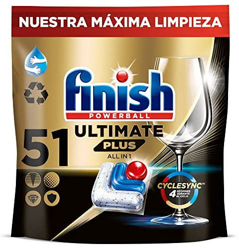 Finish Powerball Ultimate Plus All in 1 Pastillas Lavavajillas, 54 Cápsulas Lavavajillas, Nuestra Máxima Limpieza y Brillo Diamante, Aroma Regular, el embalaje puede variar