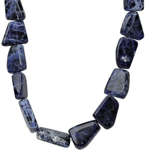 ELEDORO Sodalith Kette Freiformkette mit 925 Silberverschluss | Kleine deutsche Schmuckmarke ELEDORO: handgefertigte Sodalith-Kette, 47+5 cm, Karabiner, 925 Silber