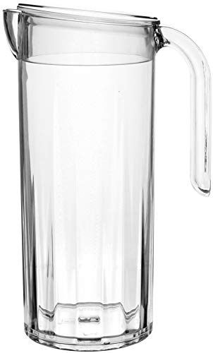 Roltex Kühlschrank 1,25 l Krug mit Deckel klar unzerbrechlich wiederverwendbar Polycarbonat Saft Wasser Milch Cocktail Krug