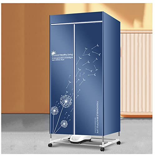 PJDDP Tendedero Secador Eléctrico 1500W con Control Remoto y Temporizador, Tendedero Eléctrico Portatiles de 2 Niveles con Cubierta, Tendedero de Ropa Eléctrico con Ruedas a Bassa Energia,Cyan