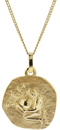 trendor Halskette mit Sternzeichen Wassermann Gold 333/8K Ø 16 mm 41920-02 | klassischer Tierkreiszeichen Anhänger für Damen oder Herren, zeitloser Halsschmuck