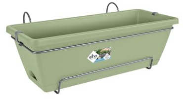 elho Barcelona All-in-1 50cm Balkonkasten - Pistazien Grün | L 27.5 x B 49.5 x H 18.5 cm | Integrierter Untersetzer | für den Außenbereich | 100% recyceltes Plastik