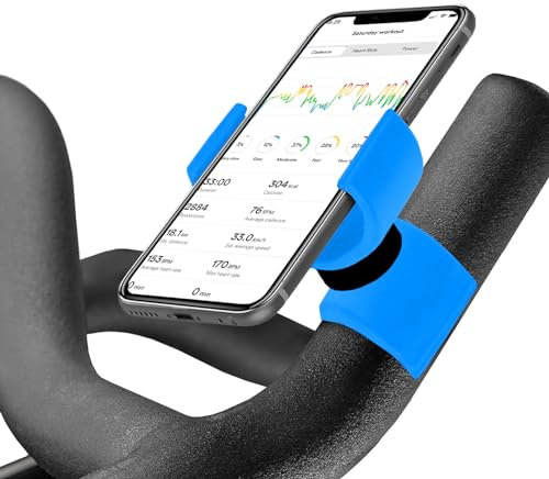 Renimove Soporte movil Bicicleta estatica Compatible con Smartphones hasta 7.5 de Pantalla diseño Universal facil Instalacion Agarre Seguro y Estable rotación 360° para una Vision Optima (Azul)