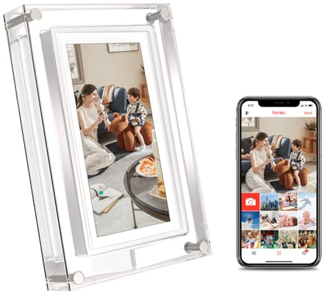PiPivision 5 Zoll Acryl Digitaler Bilderrahmen mit HD Touchscreen 32GB Interner Speicher mit Auto-Rotation，Frameo APP