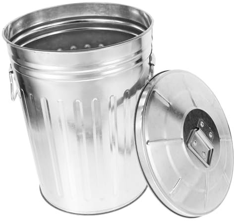 Alipis Cubo De Basura Metálico Redondo 8l Original Con Tapa, Resistente Corrosión, Para Exteriores y Cocina, Papelera Multifuncional Para Hogar, Baño y Dormitorio, 1 Unidad
