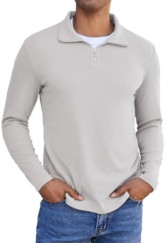COOFANDY Pullover in Pile con Mezza Zip Uomo, Felpa a Maniche Lunghe da Esterno, Autunno e Inverno, Calda, Leggera