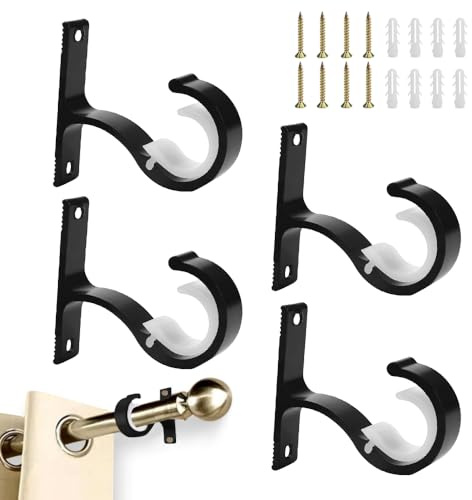 LIMITADA 4 Stück Vorhangstangenhalter Schwarz Deckenhalterung Gardinenstange Decke Gardinenstangen Halterung Gardinenstangenhalter Duschvorhangstange Wandhalterung Metall Gardinenstange Halterung