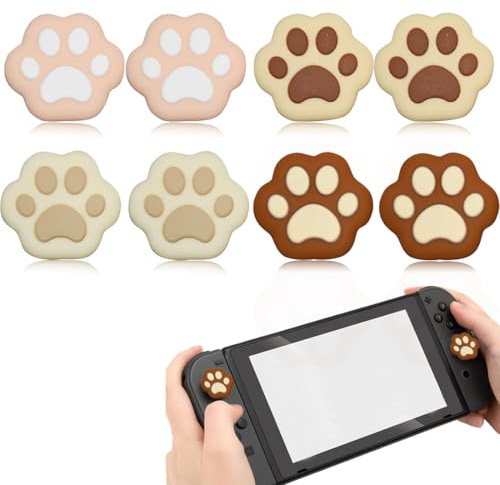 Daumengriffkappen in Katzenpfotenform, weiche Silikon-Joystick-Abdeckung, kompatibel mit Nintendo Switch/OLED/Switch Lite, 8 Stück