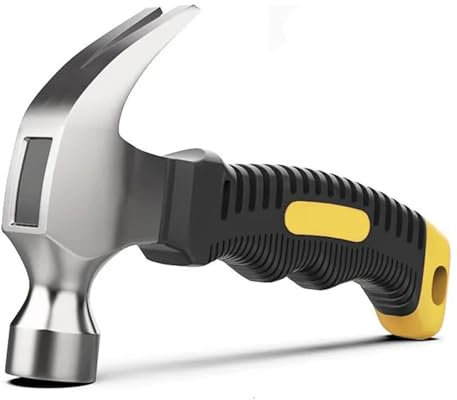 Hotooldo Stubby Claw Hammer Small Mini Forged Steel Straight Rip Claw Nail Hammer Small Hammers Tool for Repairing Woodworking Building (1 PCS 8oz Black-Yellow)