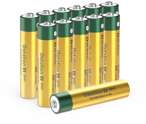 OLIGHT Ostation B pro AAA Rechargeable Batteries | High Capacity 950mAh, Cycle Life 300+ Times, Low Self-Discharge, for Everyday Devices, Eco-Friendly (NiMH, 12-Pack