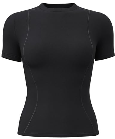 ATRACTIVOLL Sportliches Kurzarm-T-Shirt für Frauen, Lauf-Yoga-T-Shirts, Kurzes, Dehnbares T-Shirt