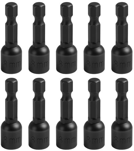 Juego de 10 llaves de vaso magnéticas de 8 mm, 42 mm de longitud, 1/4 pulgadas, juego de brocas hexagonales, adaptador para destornilladores inalámbricos y taladros, tuercas hexagonales métricas para