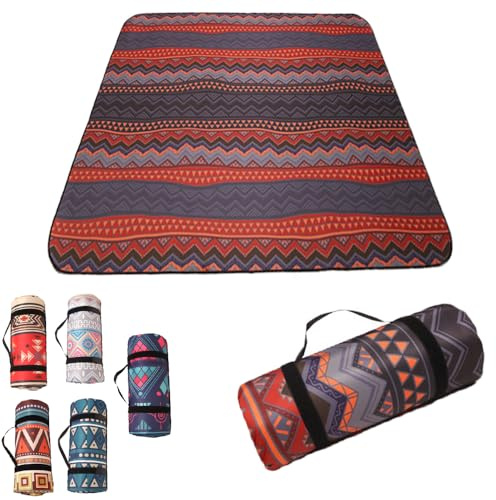 MAJINGC wasserdichte Picknickmatte 300x300cm Große Wasserabweisende Und rutschfeste Picknickdecke, Ideal Für Strand, Park Und Camping Style Noir