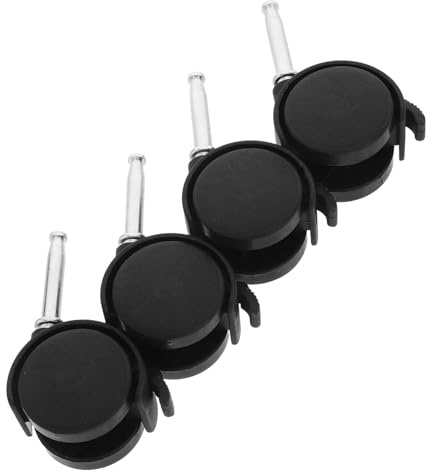 Rueda Giratoria de Plástico para Silla de Oficina Freno 1,5 Pulgadas | Juego de 4 Piezas, Repuesto Negro, Instalación Fácil, Movimiento Suave para Muebles y Sillas de Escritorio