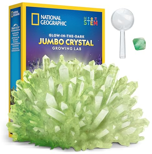 NATIONAL Geographic Jumbo-Leuchtkristall-Zuchtset – Bis zu 3X größer als unsere Standardkristalle, Kristallzucht-Mint-Set für Kinder