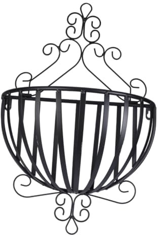HYTROVE Iron Flowerpot Holder Wall Mounted Semicircular Planter Rack Black European Style Balcony Pot Holder for Indoor Outdoor Plant Display