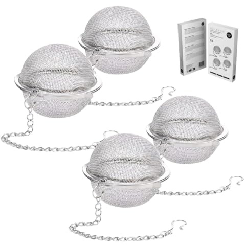 Infusor de bola de té | Bolas de té de acero inoxidable 4,5 cm | Reutilizable y fácil de limpiar | Ideal para teteras, tazas y tazas (4 pack)