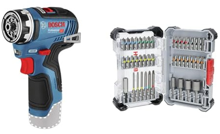 GSR 12V-35 Fc (Body Only, Carton) Brushless 12V D/Driver + 43x Extra Hard Screwdriver Bit Set, 43-Piece (197 x 110.5 mm, Professional Accessories Screwdriver, Drill)