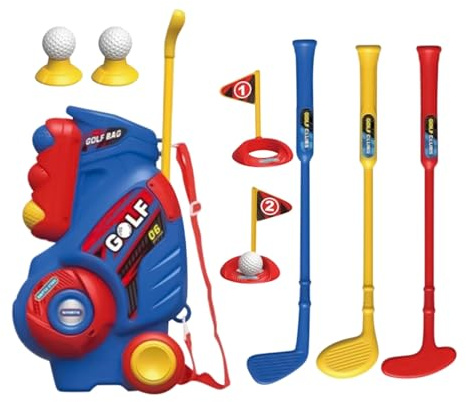 Barn golfset – Portable Golf Club set | Sportleksak för barn bakgård trädgård gräsmatta hus inomhus födelsedag fest julflicka träning, inomhus- och utomhusleksaker för 2 3 4 5 år gammal Jun