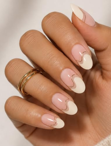 UV Nagelfolien Selbstklebend, 20pcs Irregular French, Gold Line Gel Nagelfolie für Nagel DIY zu Hause