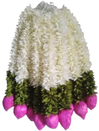 Estationeryhouse Artificial Lotus Flower Backdrop, Cloth Jasmine Garland, Decorative Hanging for Diwali, Ganpati, Karva Chauth, Eid, Pack of 5