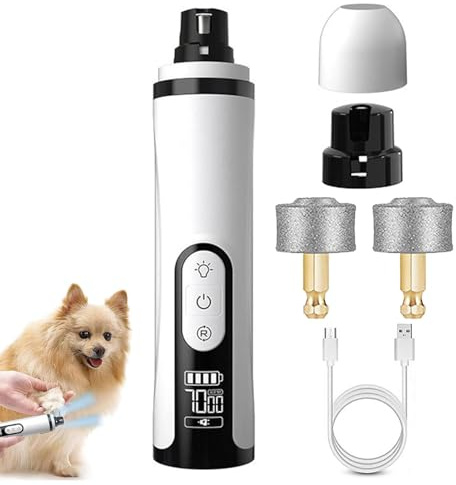Mihauuke Hundekrallenschleifer | Welpen-Pflege-Nagelschleifer mit doppelter LED-Beleuchtung,Elektrisches Gerät zur Nagelpflege mit 3 Geschwindigkeitsstufen für große, mittlere und kleine Tiere