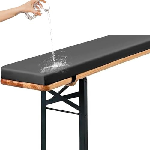 Genérico Cojines Acolchados para Banco de Cerveza, Cojín Antideslizante Impermeable 220x25, 180x23, 200x30 con Hebilla para Muebles de Exterior, Resistentes A La Intemperie,Gris,150x23x3cm
