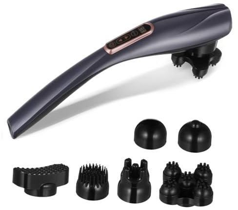 SOIMISS Handheld Massager Stufiger Intensität und Modi Kabelloser Körper Nackenmassagegerät Vielseitiges Massagegerät für Rücken Arme Beine Akku betrieben Tragbar mit Display Indoor und