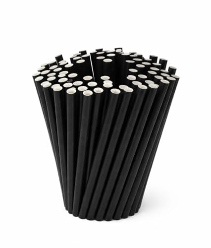 [500 Count] Black Paper Cocktail Straws 5.5 (140x6mm) – Biodegradable, Compostable & Eco-Friendly – Short Drink Straws for Bars, Cafes & Parties (2 x 250 Packs)