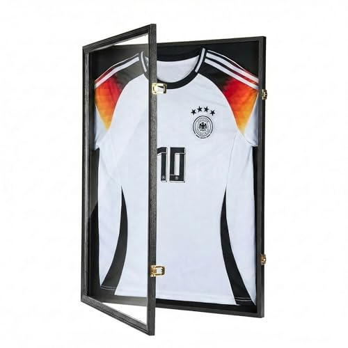 Walasis Trikotrahmen 60x80 mit Schloss Bilderrahmen für Trikot Holz | für Fußballtrikots, Basketballtrikots und T-Shirts