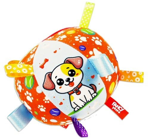 FANCY Pets Plyschboll med Skrammel 13 cm – Mjuk och Skonsam för Tänder – Antistress Hundleksak för Små, Medelstora och Stora Hundar – Dog Toys