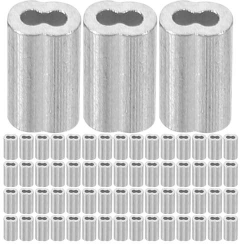 LOLIPPYY 500pcs Double Barrel Aluminum Wire Rope Crimping Loop Sleeves, 1.0mm Cable Ferrules Clamps for Rigging, Garage and Home Repair, Metal Cable Crimp Sleeves for Wire Rope