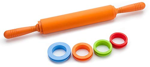 LUCKDANO Mattarello in Silicone Mattarello in Silicone Regolabile - Strumento da Forno Antiaderente con 4 Distanziatori per Spessore Perfetto della Pasta - Ideale per Pasta per Pizza, Biscotti e