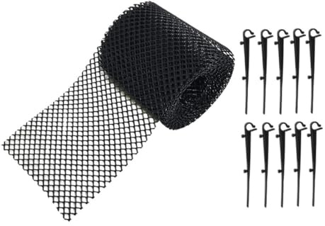 HOMOCONO Red de Protección para Canalones de Plástico Filtro Antihojas y Pinchos, Malla de 18 CM X 8 M para Cubrir Tuberías y Drenajes en Jardines y Hogares