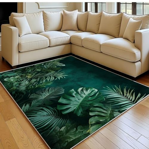 Tappeto Salotto 80 x 120 cm Monstera deliziosa (pianta verde) Tappeto Soggiorno Moderno Antiscivolo Lavabile Pelo Corto Morbido verde per Camera Cameretta Ufficio
