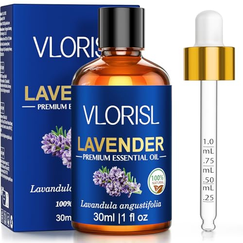VLORISL Lavendelöl 30ml Ätherisches Öl für Aromatherapie mit Pipette | Lavendelduft in 30ml Flasche. Für Hautanwendung vorheriger Hauttest empfohlen. Ideal für Diffuser, Massage & Bad.