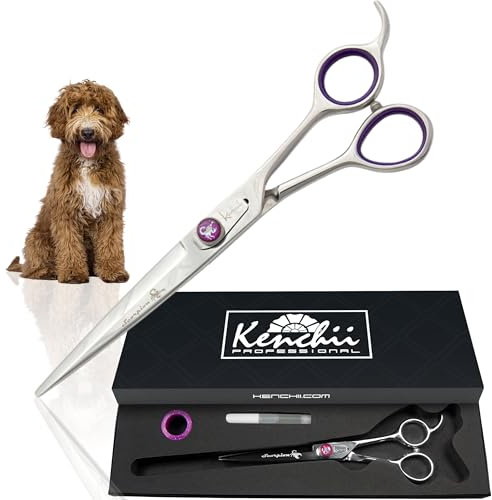 Kenchii Scorpion Dog Grooming Scissors, 7 Inch Straight Shears, Dog Scissors for Grooming, Professional Pet Grooming Scissors, Heavy Duty, Durable and Sharp