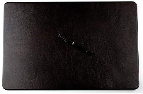 DELMON VARONE - Personalisierbare Schreibtischunterlage Premium Leder Vintage Anilin braun, Rutschfeste Echtleder Schreibunterlage abwaschbar, Schreibtisch Unterlage geeignet als Mousepad, 50x30 cm