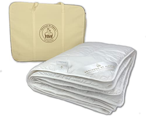 Abolengo de Alpaca Alpaka Bettdecke Ganzjahresdecke, Premium Line, 100% Baby Alpaka Füllung (1085g), Bezugsstoff: 200er Baumwollbatist, Temperaturregulierend, 155x200cm, Ideal für das ganze Jahr