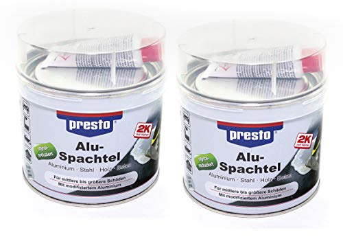 presto 2K Alu-Spachtel 600375 2000g inkl. 25g Härter Aluminium Stahl Holz Beton