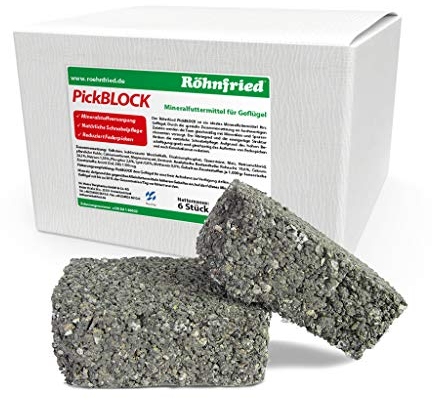 Röhnfried PickBLOCK 6 Stück | Mineralfutter als Pickstein für Hühner & Geflügel | Ergänzung zum Hühnerfutter für optimale Mineralstoffversorgung & natürlichen Schnabelpflege | reduziert Federpicken