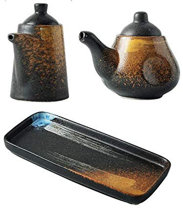 AILZNN Set De Botellas Aceite Vintage,Set Botella Dispensadora Aceite Oliva Y Vinagre para Cocina,Set Contenedor Cerámica Oliva Cocinar Botellas de Vinagreras Contenedor Aceite con Bandeja,120ml