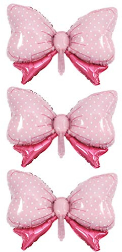 NUOBESTY Palloncini Fiocco in Mylar Blu E Rosa Con Pois 35X24X3 Pollici Palloncini Decorativi Per Festa Compleanno Baby Shower Interni Ed Esterni