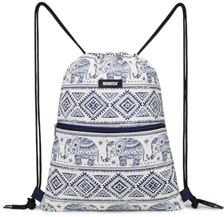 WANDF Rucksack mit Kordelzug Turnbeutel Sportbeutel Gym Bag Mit Aussentasche Verstellbar Tunnelzug Gymsack für Damen Herren Kinder mit Innentasche 11 Liter für Sport und Reisen