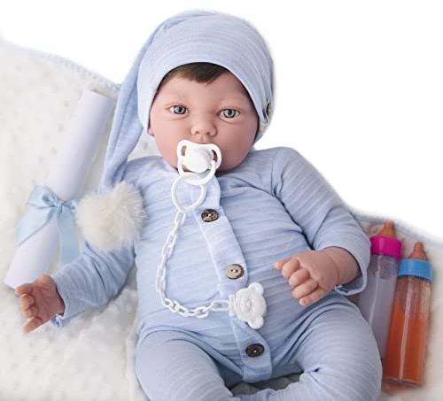 MARÍA JESÚS Reborn Baby Silikon Vinyl Reborn Puppe 2,3 kg und Reborn Baby Head Drop Effekt Verziert mit Rötungen und realistischen blauen Augen Bebe Reborn Dolls Reborn Babys Babypuppen