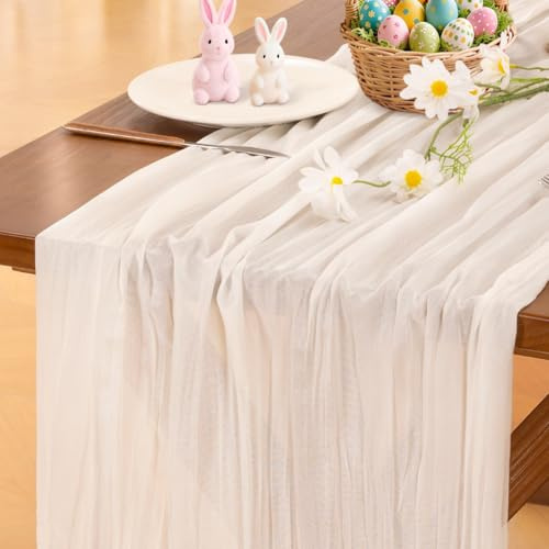 Cheesecloth Table Runner White Fall Boho Wedding Birthday Party Home Decor