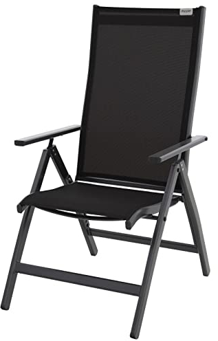Doppler Klappstuhl Expert Plus I Garten Klappstuhl in Anthrazit/Schwarz I Terrassenstuhl klappbar I Hochlehner Gartenstuhl I Balkonmöbel platzsparend I Gartenklappstühle mit hoher Rückenlehne