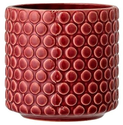 Nordring Retro Übertopf Vintage Pflanztopf für Zimmerplanzen Blumentopf Dotty M (12,5 cm ø), rot, Keramik