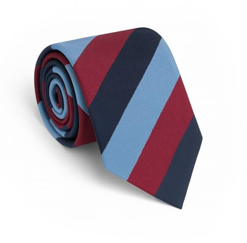 Remo Sartori - Cravatta In Reps di Seta a Righe Regimental, Made In Italy, Uomo (Taglia Unica, Azzurro)
